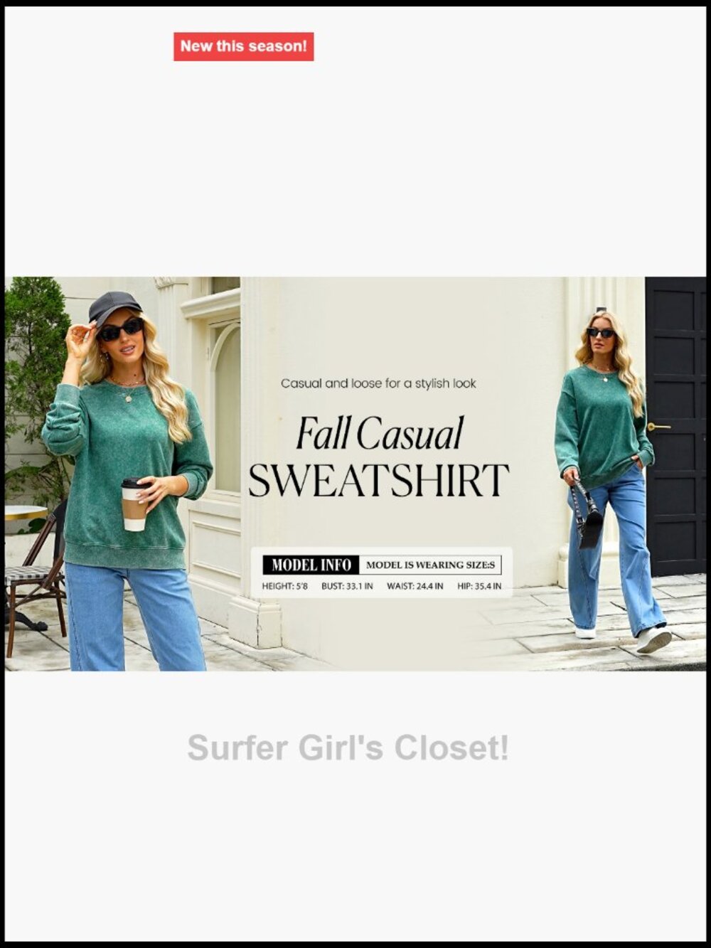 Women's Crewneck Long Sleeve Acid Wash Sweatshirt Relaxed Fit - Picture 7 of 7